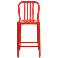 Flash Furniture Commercial Grade 24" High Metal Indoor-Outdoor Counter Height Stool with Vertical Slat Back - Red - 2 Pack-Set of 2 Industrial Modern Counter Stools