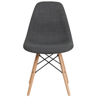 Flash Furniture Elon Series Siena Chair with Wooden Legs - Grey Fabric-Accent Side Chair
