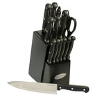 Oceanstar KS1194 Contemporary 15-Piece Knife Set with Block, Elegant Black-Hardwood storage block keeps your knives organized, safe and ready to use.