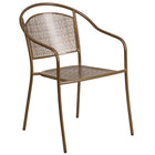 Flash Furniture Gold Indoor-Outdoor Steel Patio Arm Chair with Round Back-Stacks up to 8 Chairs High