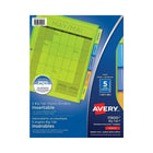 Avery 9-1/4" x 11-1/8" Big Tab Insertable Plastic Dividers for Laser and Inkjet Printers - 5 Tabs - Multi-colour-Easy to customize with free templates and designs using Design & Print Online Software
