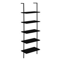 Monarch Specialties 3683 72"H Ladder Bookcase - Black/Black Metal-Sturdy black metal frame in a satin finish completes the beauty of this 5-tier bookshelf