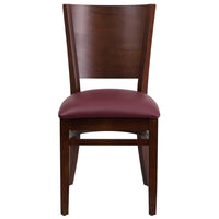 Flash Furniture – Chaise de restaurant Lacey en bois, dossier plein, noyer, siège en vinyle bourgogne (XUDGW094WALBGV)-Chaise de salle à manger en bois