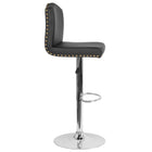 Flash Furniture Bellagio Contemporary Adjustable Height Barstool with Accent Nail Trim in Black LeatherSoft-Black LeatherSoft Upholstery