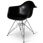 Nicer Furniture Eiffel Style Armchair with Chrome Legs - Black - 4 Pack-High quality heavy-duty plastic molded seat with a matte finish