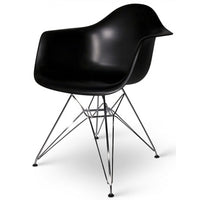 Nicer Furniture Eiffel Style Armchair with Chrome Legs - Black - 4 Pack-High quality heavy-duty plastic molded seat with a matte finish