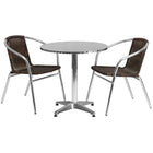 Flash Furniture – Table ronde de 27,5 po en aluminium avec 2 sièges en rotin, intérieur/extérieur (TLH28RD020CHR2)-Aluminium/aluminium, plastique, rotin, acier inoxydable