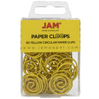 JAM Paper Circular Coloured Papercloops, Yellow Round Paper Clips, 5 Packs of 50, 250 Total (2187140g)-Yellow