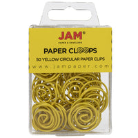 JAM Paper Circular Coloured Papercloops, Yellow Round Paper Clips, 5 Packs of 50, 250 Total (2187140g)-Yellow