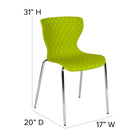 Flash Furniture Lowell Contemporary Design Citrus Green Plastic Stack Chair-Chrome Frame Finish