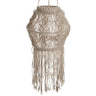Truu Design Hand Crafted Macrame Hanging Lamp Shade 11.5 x 37, inches, Cream White-Material: Hand Crafted Macrame made of cotton / frame made of metal