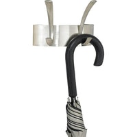 Safco 2-Hook Metal Coat Rack, Brushed Nickel-These metal coat hooks have an alluring brushed nickel finish made of steel, with a matching back plate that arcs outward from wall