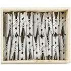 JAM Paper Wood Clothing Pin Clips, Medium, 1 1/8, Silver, 2 Packs of 50, 100 Total (230731035g)-100/pack