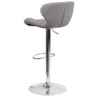 Flash Furniture Contemporary Grey Fabric Adjustable Height Barstool with Curved Back & Chrome Base - Grey Fabric-Exposed Embellished Stitching