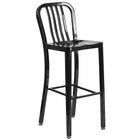 30'' Round Black Metal Indoor-Outdoor Bar Table Set with 4 Vertical Slat Back Barstools [CH-51090BH-4-30VRT-BK-GG]-4