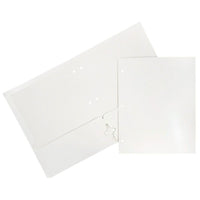 JAM Paper Glossy 2 Pocket 3 Hole Punched Folders, White, 50 Pack-White Glossy Cardstock Folders