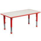 Flash Furniture 23.625"W x 47.25"L Rectangular Red Plastic Height Adjustable Activity Table with Grey Top-Popular Rectangular Activity Table