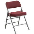 Flash Furniture – Chaise pliante HERCULES en métal à 3 barreaux et à 2 pivots, tissu bourgogne (AWMC320AFBG)-Siège et dossier rembourrés en tissu bourgogne
