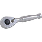 Dynamic Tools 1/4" Drive Stubby 48 Tooth Ratchet, Chrome Finish, 3.5" Long-1/4" Drive
