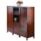 Winsome Brooke 3-Piece Jelly Cupboard Set, Walnut (94357)-Silver cabinet and drawer pulls