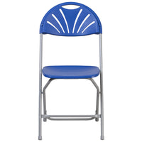 Flash Furniture - Chaise pliante en plastique bleu de la série HERCULES à dossier Fan avec capacité de poids de 650 lb-Chaise pliante en plastique