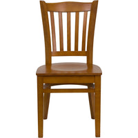 Flash Furniture HERCULES Series Vertical Slat Back Cherry Wood Restaurant Chair - 2 Pack-Set of 2 Wood Dining Chairs