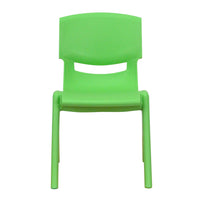 Flash Furniture Green Plastic Stackable School Chair with 12" Seat Height - 10 Pack-Set of 10 Stacking Student Chairs