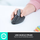 Logitech MX Vertical Ergonomic Wireless Mouse - Graphite-Unique 57 degrees vertical angle reduces the pressure on your wrist, while your thumb is positioned comfortably on the thumb rest