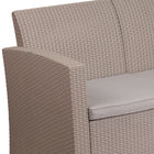 Flash Furniture Light Grey Faux Rattan Sofa with All-Weather Light Grey Cushions-Dense Foam Cushions