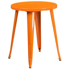 24'' Round Orange Metal Indoor-Outdoor Table Set with 2 Vertical Slat Back Chairs [CH-51080TH-2-18VRT-OR-GG]-Orange Powder Coat Finish