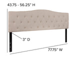 Flash Furniture Cambridge Tufted Upholstered King Size Headboard - Beige Fabric-Headboard Size: 77.75''W x 3''D x 24''H