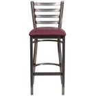 Flash Furniture HERCULES Series Clear Coated Ladder Back Metal Restaurant Barstool - Burgundy Vinyl Seat - 2 Pack-Set of 2 Metal Dining Bar Stools