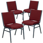 Flash Furniture HERCULES Heavy Duty Burgundy Patterned Fabric Stack Chairs-Set of 4 Multipurpose Stack Chairs