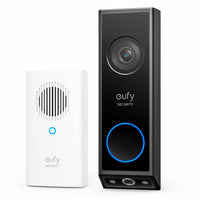 eufy security Video Doorbell with chime - White-The front-facing camera focuses on visitors while the downward facing captures views of the floor in front of your door, leaving no blind spots