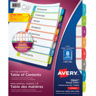 Avery Ready Index 1-8 Table of Content Dividers for Laser and Inkjet Printers - 8 Tabs - Multi-Colour-Vibrant colours and arched tabs for a stylish, contemporary look 