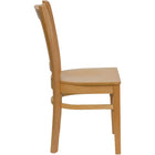 Flash Furniture HERCULES Series Vertical Slat Back Natural Wood Restaurant Chair - 2 Pack-.625" Thick Beechwood Seat