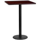 Flash Furniture 24'' Square Laminate Table Top, Mahogany with 18'' Round Bar-Height Table Base (XUMA2424TR18B)-Bar Height Hospitality Table