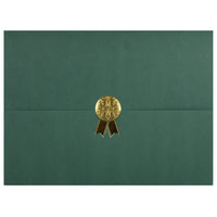 St. James Document/Certificate Holders - Gold Award Seal with Gold Ribbon - Green - 5 Pack-Add ceremony, elegance and sincerity to the act of giving recognition