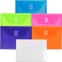 JAM Paper Plastic Envelopes with Hook & Loop - 5 1/2" x 7 1/2" - Assorted Colours - 6 Pack-Colour: Assorted Colours
