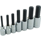 Gray Tools 7 Piece 1/2" Drive, Metric Hex Head, Chrome Socket Set, 6mm-19mm-Contains Sizes: 6, 8, 10, 12, 14, 17, 19mm.
