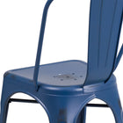 Flash Furniture Distressed Antique Blue Metal Indoor-Outdoor Stackable Chair-Seat Size: 12" - 14"W x 14"D