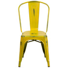 Flash Furniture Commercial Grade Distressed Metal Indoor-Outdoor Stackable Chair - Yellow-Set of 4 Stackable Bistro Style Chairs