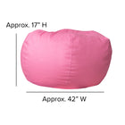 Flash Furniture Oversized Solid Light Pink Bean Bag Chair-Spot Clean with Damp Cloth
