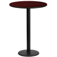 Flash Furniture – Table bistro ronde en stratifié acajou de 24 po avec base circulaire de 18 po (XURD24MATR18B)-Table d'hospitalité à hauteur de bar