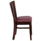 Flash Furniture Lacey Series Solid Back Walnut Wood Restaurant Chair - Burgundy Vinyl Seat-Solid Back Design