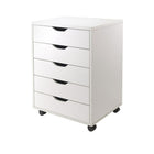 Winsome Halifax Cabinet for Closet / Office, 5 Drawers, White-Halifax storage carts feature a multitude of drawers for easily accessible storage in your home office, kitchen, craft room, or a child's room.