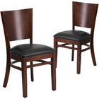 Flash Furniture HERCULES Series King Louis Chair with Tufted Back, Black Vinyl Seat & Black Frame - 2 Pack-Solid Back Design