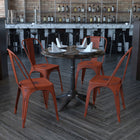 Flash Furniture Commercial Grade Distressed Kelly Metal Indoor-Outdoor Stackable Chair - Red-Small Caps on cross brace protect finish when stacked