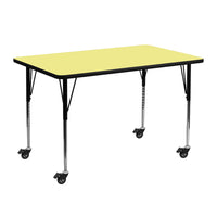 Flash Furniture Mobile 24"W x 48"L Rectangular Thermal Laminate Activity Table - Yellow-Popular Rectangular Activity Table