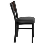 Flash Furniture HERCULES Series Black Slat Back Metal Restaurant Chair - Walnut Wood Back, Black Vinyl Seat-Walnut Wood Slat Back Design